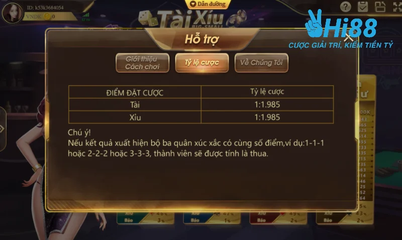 Hướng dẫn đặt cược tài xỉu Hi88